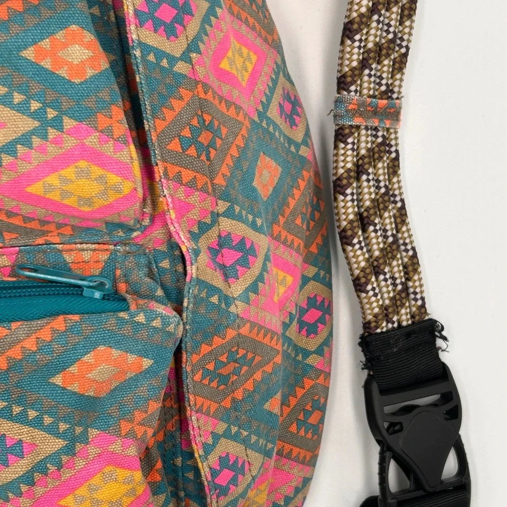 KAVU Rope Sling Bag Aztec Southwestern Cotton Canvas Backpack Granolagirl Hiking